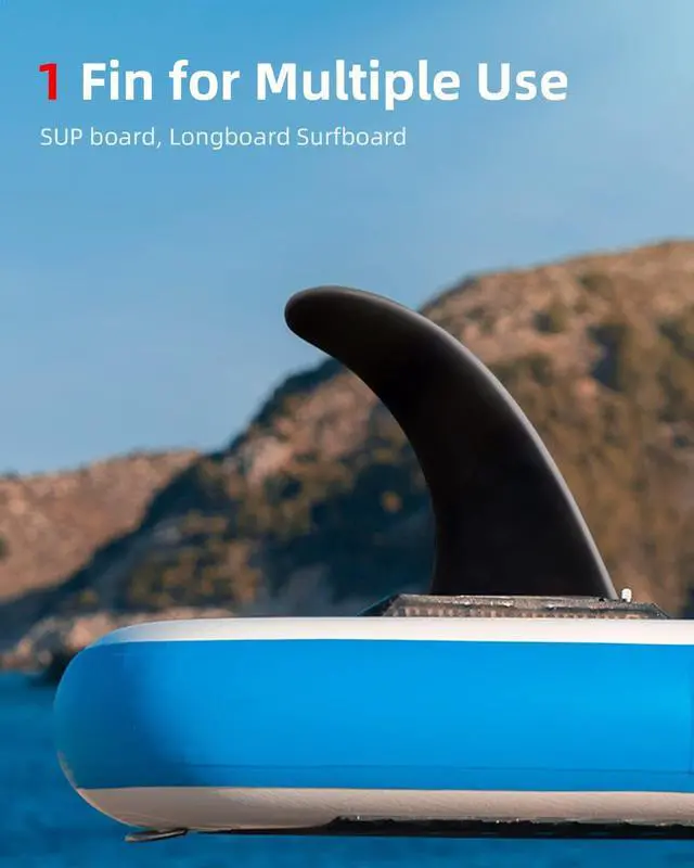 Alt view image 5 of 6 - 9'' SUP Single Center Fin, No Tool Fin Screw, Fiberglass Reinforeced 9 inch SUP Replacement Fins for Surfboard, Stand-up Paddle Board, Longboard