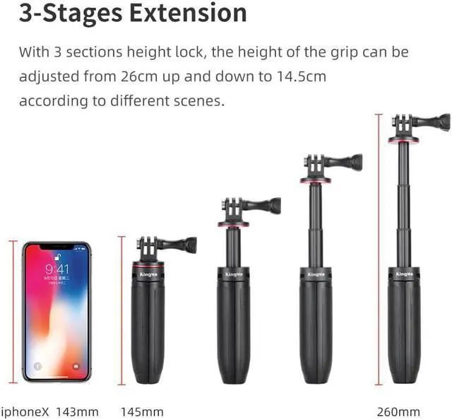 Alt view image 5 of 7 - BONAEVER Extension Grip Tripod Vlog for Action Camera GoPro HERO 9 / 8 / 7 MAX Brica DJI OSMO