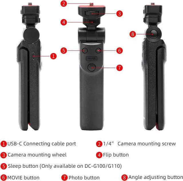 Alt view image 2 of 7 - BONAEVER Mini Shooting Grip vlog Camera Grip for Vlogger Grip for DC-G100 G110 GH5 GH5S G9 G80 G81 G85 G90 G91 G95