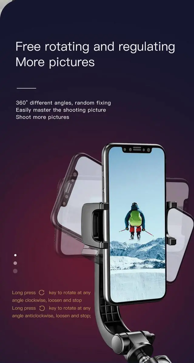 Alt view image 2 of 7 - BONAEVER Smartphone Gimbal Standabilizer 1-Axis Phone Gimbal Built-In Extension Rod Portable Foldable Phone Holder Selfie Standick Android iPhone Gimbal Vlogging Standabilizer YouTube TikTok Video