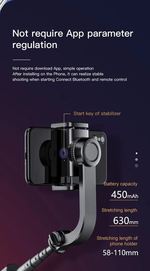 Alt view image 5 of 7 - BONAEVER Smartphone Gimbal Standabilizer 1-Axis Phone Gimbal Built-In Extension Rod Portable Foldable Phone Holder Selfie Standick Android iPhone Gimbal Vlogging Standabilizer YouTube TikTok Video