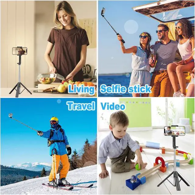 Alt view image 7 of 7 - BONAEVER 4 in 1 Extendable Long Selfie Stick with Tripod for Mobile Phone Bluetooth Selfie Sticks with Remote and Large Reinforced Tripod for iPhone Samsung Mi Realme Oneplus Vivo Oppo Gopro Vlogging