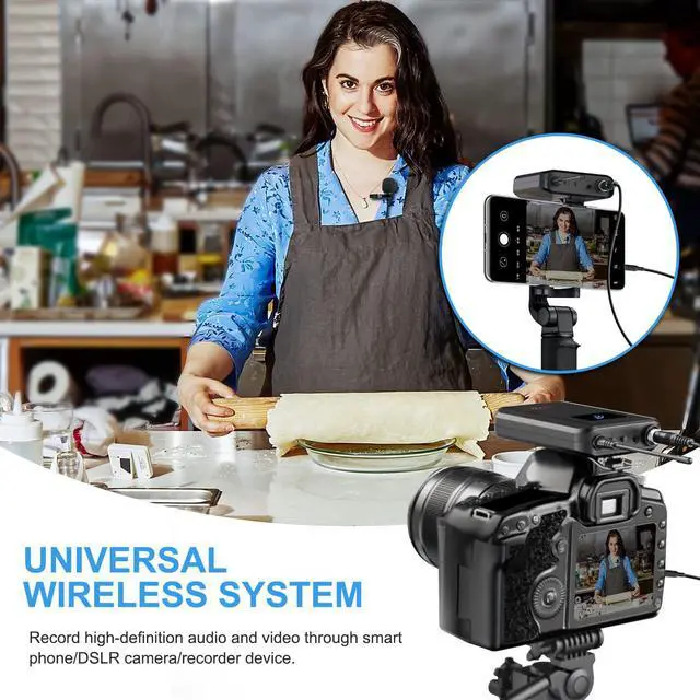Alt view image 6 of 7 - BONAEVER Wireless Headset Lavalier Microphone Systerm - Dual Wireless Lapel Mic for iPhone DSLR Camera PA Speaker YouTube Podca Stand Video Recording Conference Vlogging Church Interview Teaching