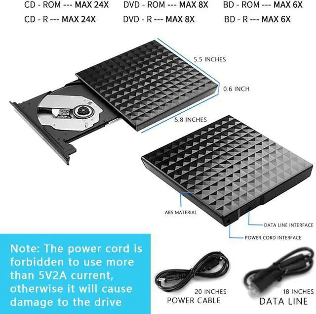 Alt view image 4 of 7 - BONAEVER External DVD Drive USB 3.0 Type-C CD DVD +/-RW Optical Drive USB C Burner Slim CD/DVD ROM Rewriter Writer Reader Portable for Laptop Desktop MacBook Mac OS Windows 10/8/7/XP