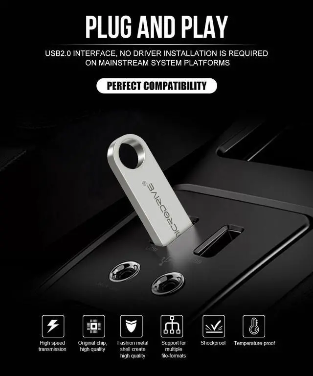 Alt view image 2 of 6 - BONAEVER Mini USB Flash Drive Microdrive 32GB Data Traveler USB 2.0 Flash Drive Speed Up to 100MB/s Metal Memory Standick Silver 32GB