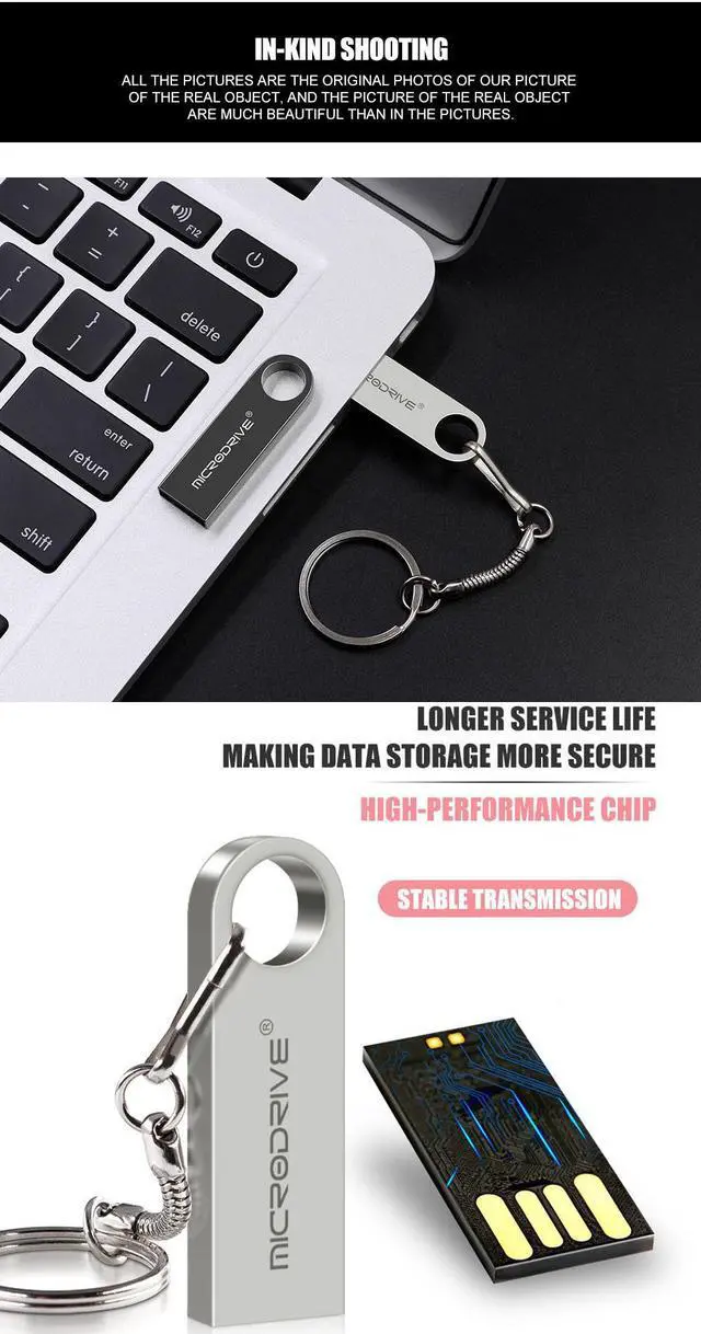 Alt view image 5 of 6 - BONAEVER Mini USB Flash Drive Microdrive 32GB Data Traveler USB 2.0 Flash Drive Speed Up to 100MB/s Metal Memory Standick Silver 32GB