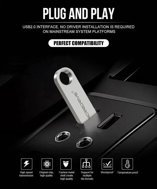 Alt view image 2 of 5 - BONAEVER Mini USB Flash Drive Microdrive 64GB Data Traveler USB 2.0 Flash Drive Speed Up to 100MB/s Metal Memory Standick Silver 64GB