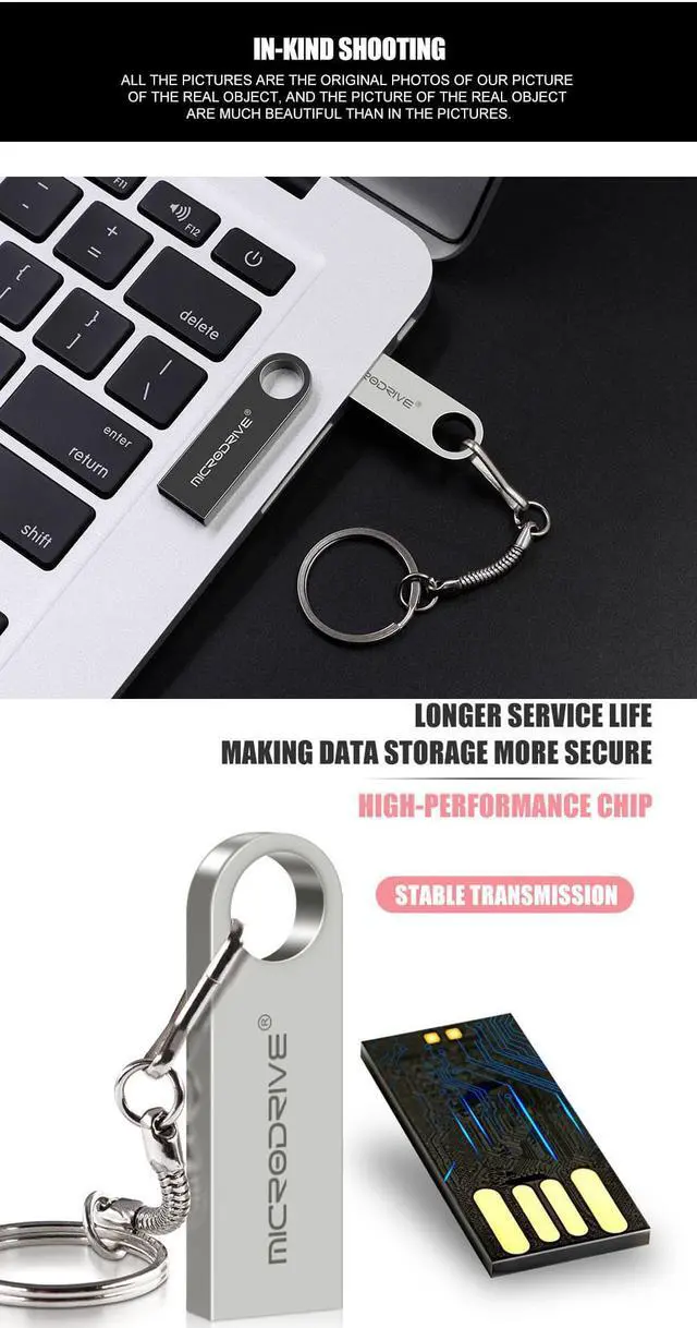 Alt view image 4 of 5 - BONAEVER Mini USB Flash Drive Microdrive 64GB Data Traveler USB 2.0 Flash Drive Speed Up to 100MB/s Metal Memory Standick Silver 64GB