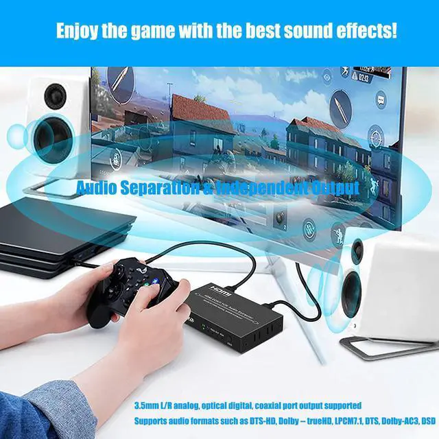 Alt view image 3 of 7 - BONAEVER 4Kx2K@30HZ HDMI Audio Extractor Splitter HDMI 2CH / 7.1 CH Audio Output 3D EDID Digital / Analog Audio Extraction
