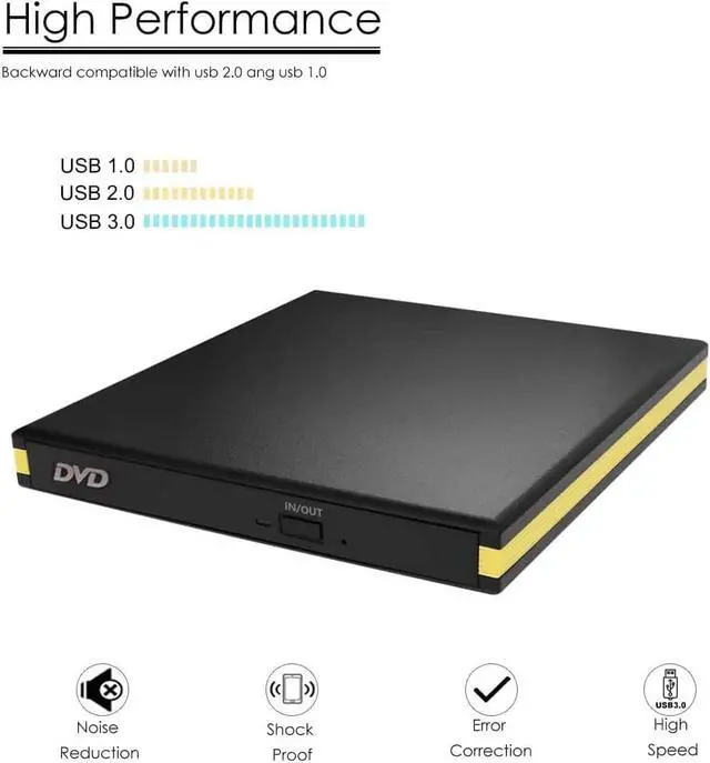 Alt view image 3 of 7 - BONAEVER USB 3.0 External DVD Drive USB Portable CD Drive DVD Drive External CD Burner Disc Drive Burner for Desktop Computer MacBook Mac OS Windows 10/8/7 XP Vi Standa