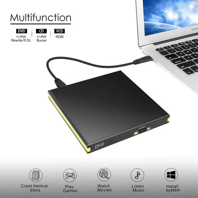Alt view image 6 of 7 - BONAEVER USB 3.0 External DVD Drive USB Portable CD Drive DVD Drive External CD Burner Disc Drive Burner for Desktop Computer MacBook Mac OS Windows 10/8/7 XP Vi Standa