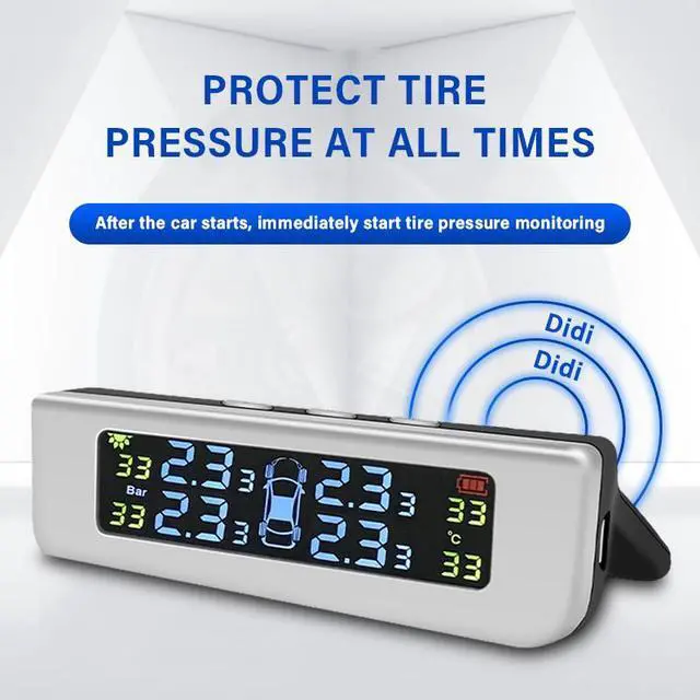 Alt view image 3 of 7 - BONAEVER Tire Pressure Monitoring Alarm Systerm TPMS Solar Device Solar Charge Large Colorful Screen Simple In Standallation Setup with 4 External Sensors