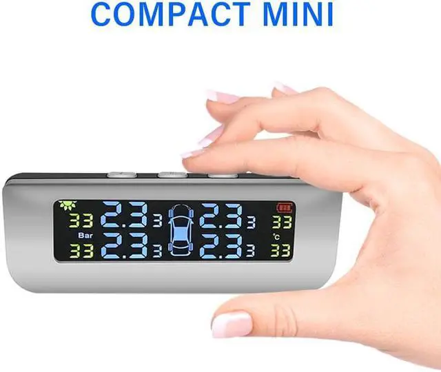 Alt view image 4 of 7 - BONAEVER Tire Pressure Monitoring Alarm Systerm TPMS Solar Device Solar Charge Large Colorful Screen Simple In Standallation Setup with 4 Internal Sensors