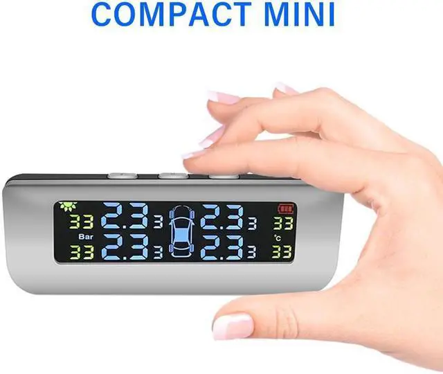 Alt view image 5 of 7 - BONAEVER Tire Pressure Monitoring Alarm Systerm TPMS Solar Device Solar Charge Large Colorful Screen Simple In Standallation Setup with 4 External Sensors