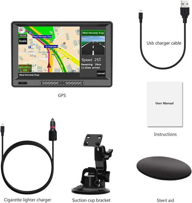 Alt view image 5 of 6 - BONAEVER 9 Inch Touch Screen GPS Navigator Navigation for Cars Trucks with Visor Bluetooth Voice Turn Direction Guidance Support Speed Red Light Warning
