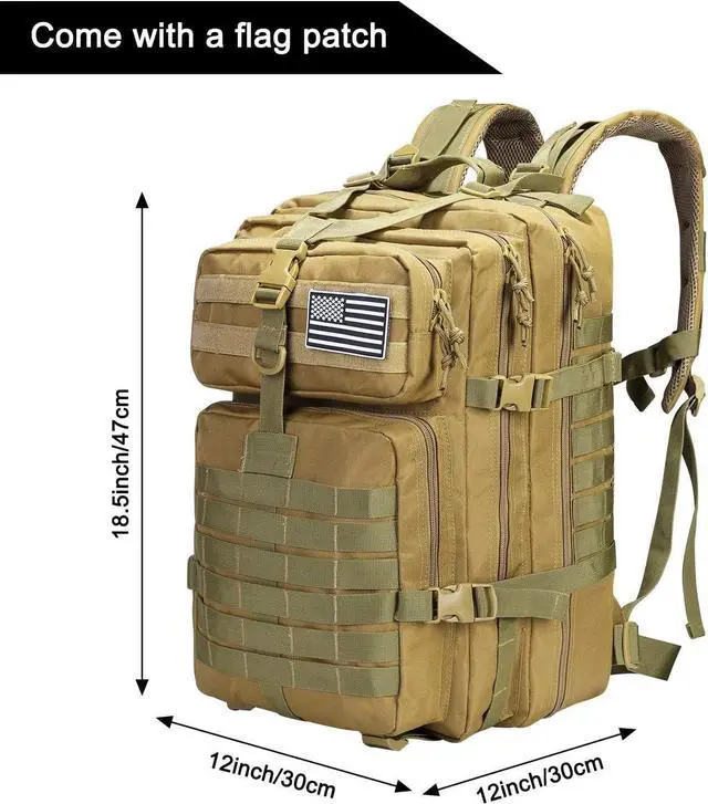 Alt view image 2 of 7 - BONAEVER Tactical Military Molle Backpack 1.2 gal (40 L) Large Capacity 180° Large Opening Removable Multi-functional For Outdoor Activities Mountain Climbing Hiking Traveling Khaki