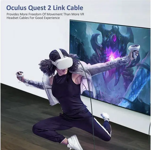 Alt view image 3 of 7 - for Oculus Quest 2 Link Cable 10FT/3M, 90 Degree Nylon Braided Link Cable with 5Gbps Data Transfer and up to 3A Fast Charging USB A to USB C Link Cable for Oculus Quest 1/2 VR Headset and Gaming PC
