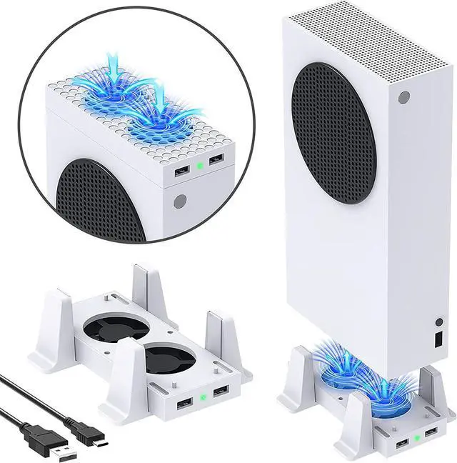 Main image of BONAEVER Cooling Stand Compatible with Xbox Series S Dual Purpose Cooling Fan Cooler System Dock Station Accessories 3 Level Adjustable Speed & 2 Extra USB Ports (Only Compatible with Xbox Series S)