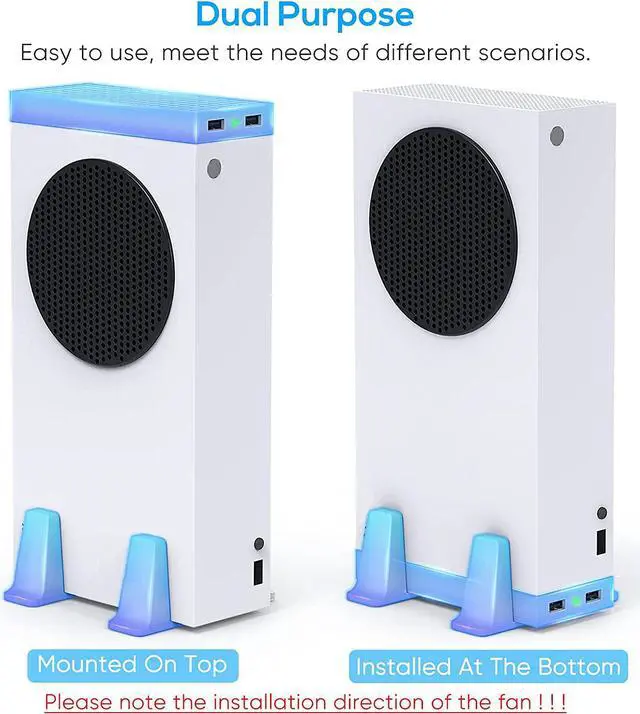 Alt view image 3 of 7 - BONAEVER Cooling Stand Compatible with Xbox Series S Dual Purpose Cooling Fan Cooler System Dock Station Accessories 3 Level Adjustable Speed & 2 Extra USB Ports (Only Compatible with Xbox Series S)