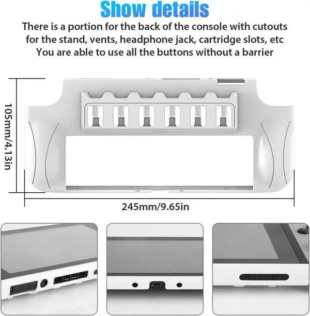 Alt view image 3 of 7 - BONAEVER Switch Protective Case for Nintendo Switch OLED Stand Cover with 6 Game Card Standorage for NS Switch OLED Console & Joycon Controller Shockproof & Anti-Scratch