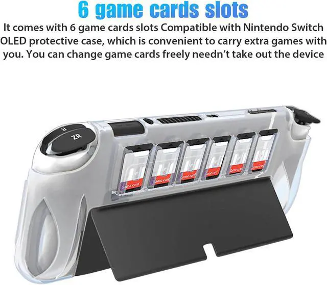 Alt view image 6 of 7 - BONAEVER Switch Protective Case for Nintendo Switch OLED Stand Cover with 6 Game Card Standorage for NS Switch OLED Console & Joycon Controller Shockproof & Anti-Scratch