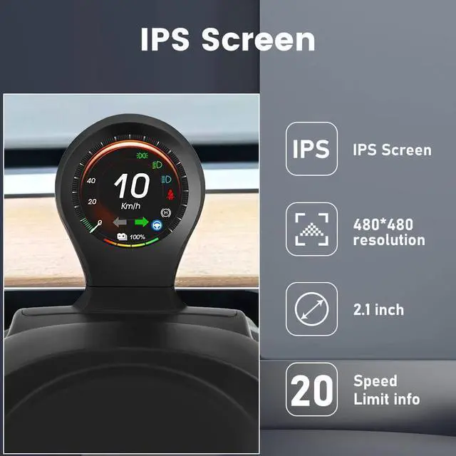 Alt view image 6 of 7 - BONAEVER Car HUD Head Up Display Car Car Dashboard In Standrument Compatible with Tesla Model 3 Model Y with Speed Gear Battery Power Mileage Other Raw Data Wireless Charging Holder Mount