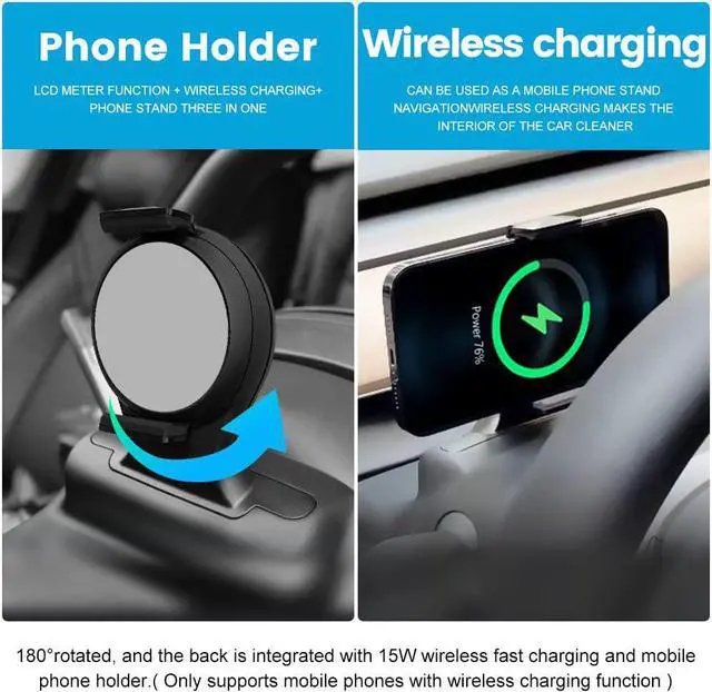Alt view image 4 of 7 - BONAEVER Car HUD Head Up Display Car Car Dashboard In Standrument Compatible with Tesla Model 3 Model Y with Speed Gear Battery Power Mileage Other Raw Data Wireless Charging Holder Mount