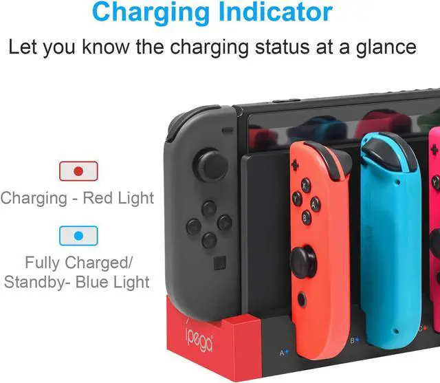 Alt view image 2 of 7 - BONAEVER Charger for Switch &Switch OLED Joy Cons Controllers Charging Dock Base Standation for Nintendo Switch Joycons with Indicator Charger Standation Stand for Joy Cons