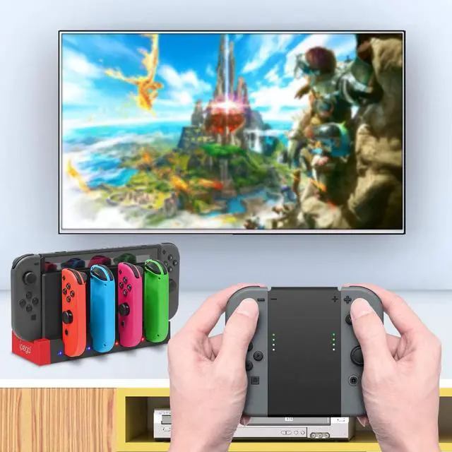 Alt view image 7 of 7 - BONAEVER Charger for Switch &Switch OLED Joy Cons Controllers Charging Dock Base Standation for Nintendo Switch Joycons with Indicator Charger Standation Stand for Joy Cons