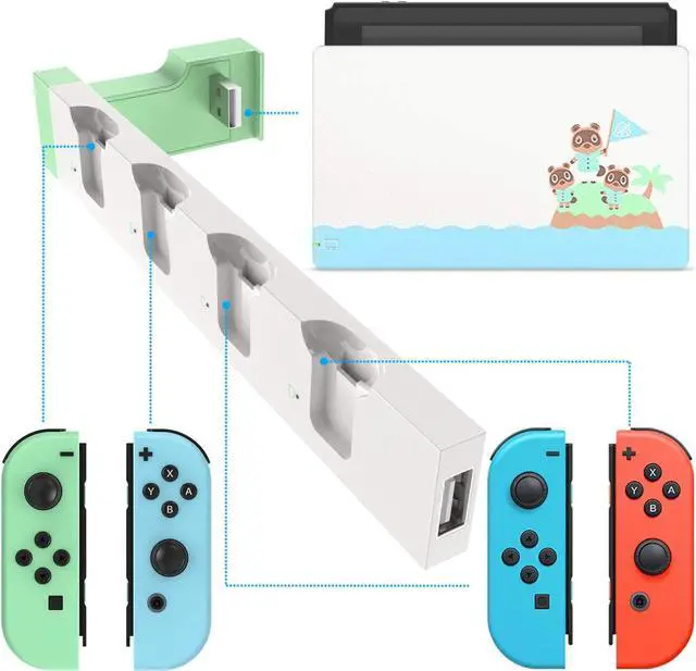 Alt view image 5 of 7 - BONAEVER Charger for Switch &Switch OLED Joy Cons Controllers Charging Dock Base Standation for Nintendo Switch Joycons with Indicator Charger Standation Stand for Joy Cons White