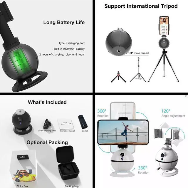 Alt view image 7 of 7 - BONAEVER Smart AI Gimbal Standabilizer Auto Rotation Selfie Standick 360° Object Tracking Phone Holder For Selfies Vlog Shooting Live Standreaming