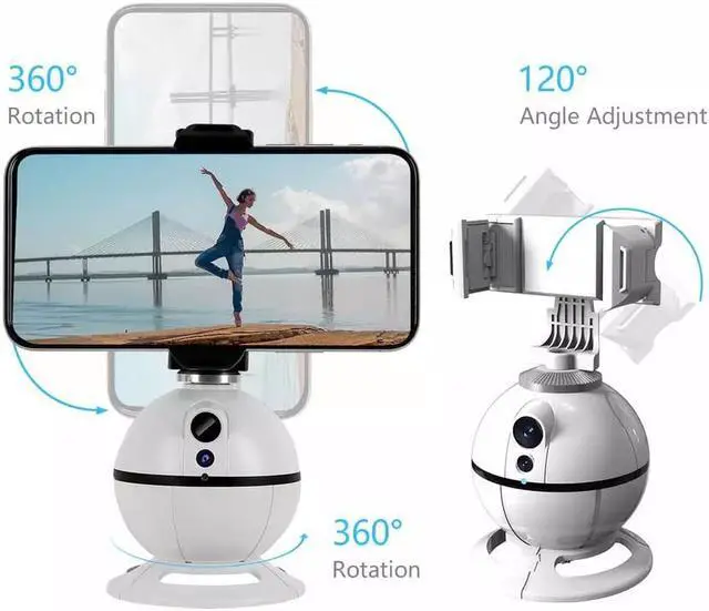 Alt view image 2 of 6 - BONAEVER Smart AI Gimbal Standabilizer Auto Rotation Selfie Standick 360° Object Tracking Phone Holder For Selfies Vlog Shooting Live Standreaming White