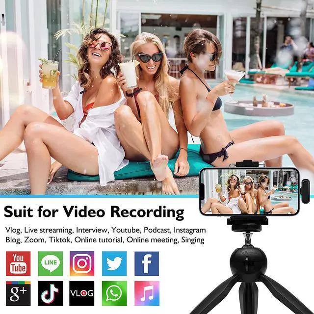 Alt view image 6 of 7 - BONAEVER 2 Pack Wireless Lavalier Microphone for iPhone iPad - Ecomxia 7H Clip on Lapel Microphone Wireless for Video Recording Vlogging YouTube Interview with Charging Case 3 Mode Denoise 70ft