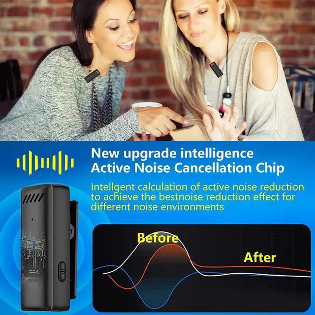 Alt view image 6 of 7 - BONAEVER Wireless Lavalier Lapel Microphone for iPhone iPadMini Microphone with Portable Charging Case65FT Long Di Standance Transmission Wireless MicAuto-Sync NO APP or Bluetooth Needed
