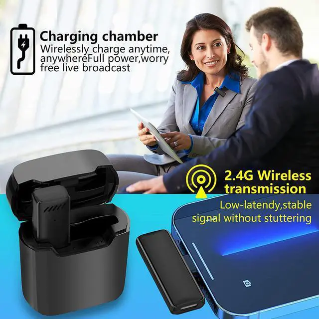 Alt view image 5 of 7 - BONAEVER Wireless Lavalier Lapel Microphone for iPhone iPad Mini Microphone with Portable Charging Case65FT Long Di Standance Transmission Wireless MicAuto-Sync NO APP or Bluetooth Needed