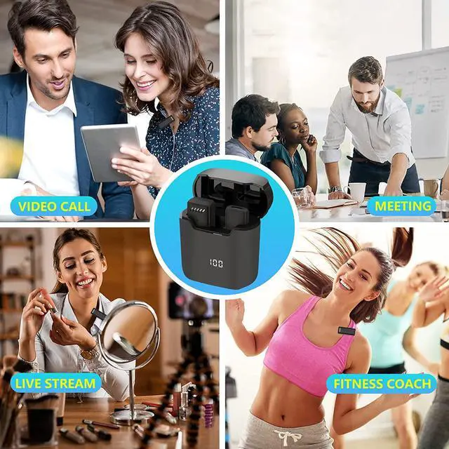 Alt view image 7 of 7 - BONAEVER Wireless Lavalier Lapel Microphone for iPhone iPad Mini Microphone with Portable Charging Case65FT Long Di Standance Transmission Wireless MicAuto-Sync NO APP or Bluetooth Needed