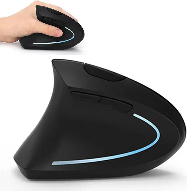 Main image of BONAEVER Left Haned Mouse Wireless 2.4G USB Lefty Left H Ergonomic Vertical Mouse Less Noise - Black