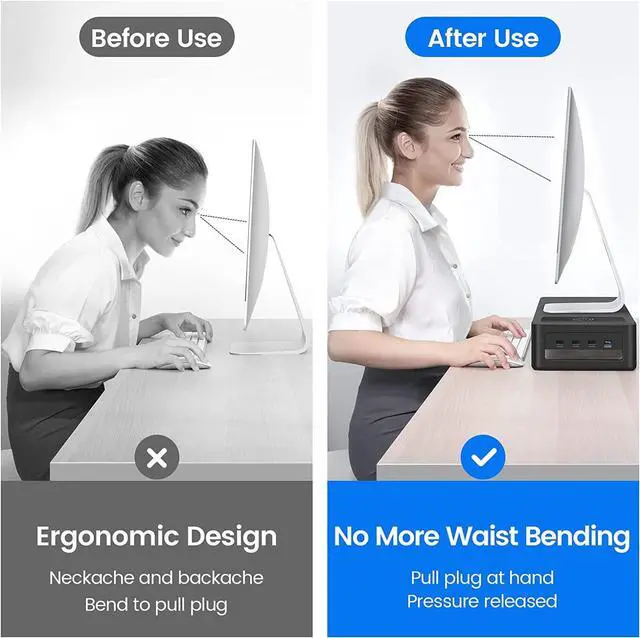 Alt view image 3 of 7 - BONAEVER Monitor Stand Riser with Wireless Charger USB 3.0 Hub Support Data Transfer Extra Storage Standeel Desk Organizer for Laptop Computer Up to 27 inches 66 Pounds