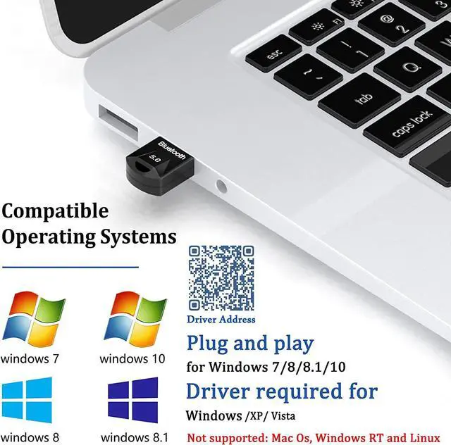 Alt view image 3 of 7 - BONAEVER USB Bluetooth AdapterEncrypted Wireless TransmissionMini Bluetooth 5.0 Applicable to Laptops Desktop Computers Mice Keyboards Headsets Speakers PrintersWindows 10/8.1/8/7