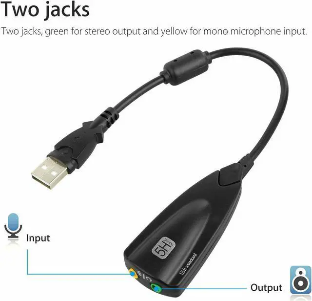 Alt view image 4 of 7 - BONAEVER External 7.1 Channel USB Sound Card Mic Headphone Adapter Cable for PC Laptop