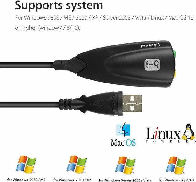 Alt view image 7 of 7 - BONAEVER External 7.1 Channel USB Sound Card Mic Headphone Adapter Cable for PC Laptop