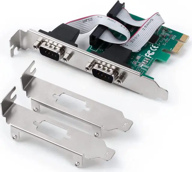 Main image of BONAEVER 2 Port PCI Express DB9 RS232 Serial Adapter Expansion Card with Low Profile Brackets for Windows/Linux