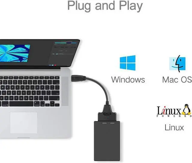 Alt view image 6 of 7 - BONAEVER USB 3.0 SATA Adapter 2.5 Inch SATA to USB 3.0 Cable 22 Pin 7+15 HDD / SSD Cord Support UASP Serial ATA III Compatible for 2.5 SATA Hard Drive (USB C to SATA)