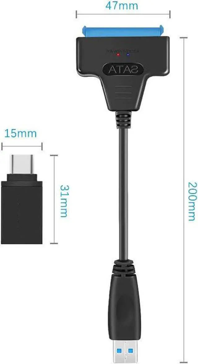 Alt view image 7 of 7 - BONAEVER USB 3.0 SATA Adapter 2.5 Inch SATA to USB 3.0 Cable 22 Pin 7+15 HDD / SSD Cord Support UASP Serial ATA III Compatible for 2.5 SATA Hard Drive (USB C to SATA)