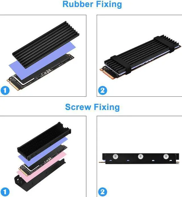 Alt view image 5 of 7 - BONAEVER M.2 2280 Heatsink for PS5 / PC Double-Sided Heat Sink Alloy Aluminum NGFF NVME Cooling Sink with 4 Thermal Conductivity Silicone Pads M.2 SSD Cooler Set for 2280 M.2 SSD