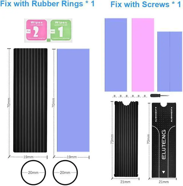 Alt view image 7 of 7 - BONAEVER M.2 2280 Heatsink for PS5 / PC Double-Sided Heat Sink Alloy Aluminum NGFF NVME Cooling Sink with 4 Thermal Conductivity Silicone Pads M.2 SSD Cooler Set for 2280 M.2 SSD