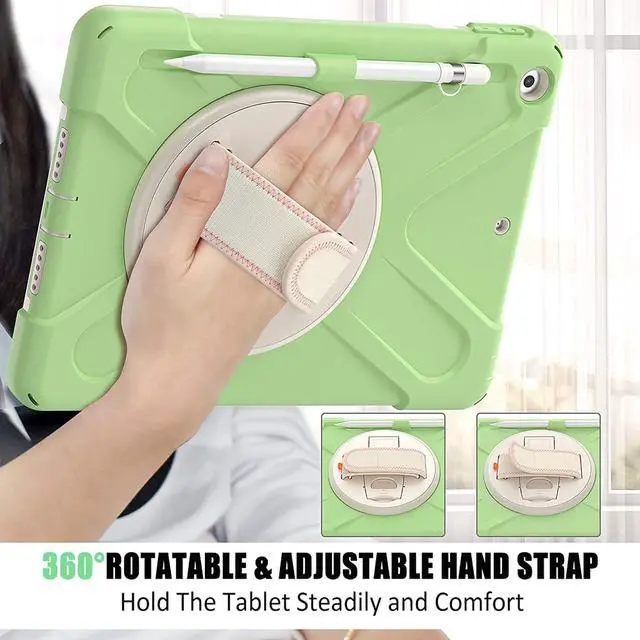 Alt view image 2 of 6 - BONAEVER For iPad 9th Generation Case iPad 8th/7th Generation 10.2 Case with Pencil Holder Stand and Strap Shoulder Strap zenrich Rugged Case for iPad 10.2 inch 2021/2020/2019 Green