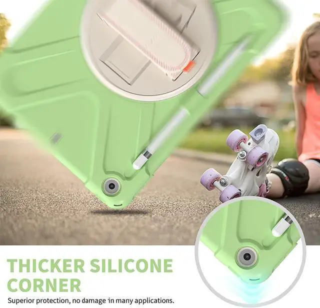 Alt view image 5 of 6 - BONAEVER For iPad 9th Generation Case iPad 8th/7th Generation 10.2 Case with Pencil Holder Stand and Strap Shoulder Strap zenrich Rugged Case for iPad 10.2 inch 2021/2020/2019 Green