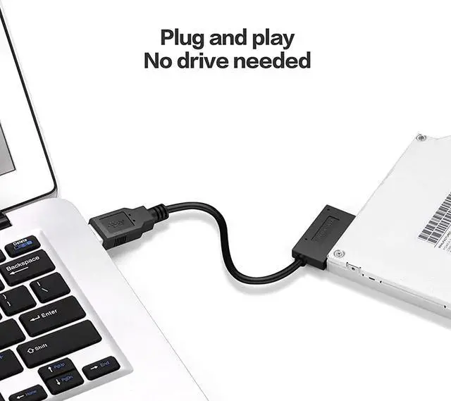 Alt view image 3 of 7 - BONAEVER USB 2.0 to 13 Pin Slimline SATA Laptop CD/DVD ROM Optical Drive Adapter Cable Black - 35cm