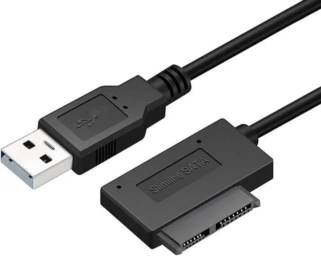 Main image of BONAEVER USB 2.0 to 13 Pin Slimline SATA Laptop CD/DVD ROM Optical Drive Adapter Cable Black - 35cm